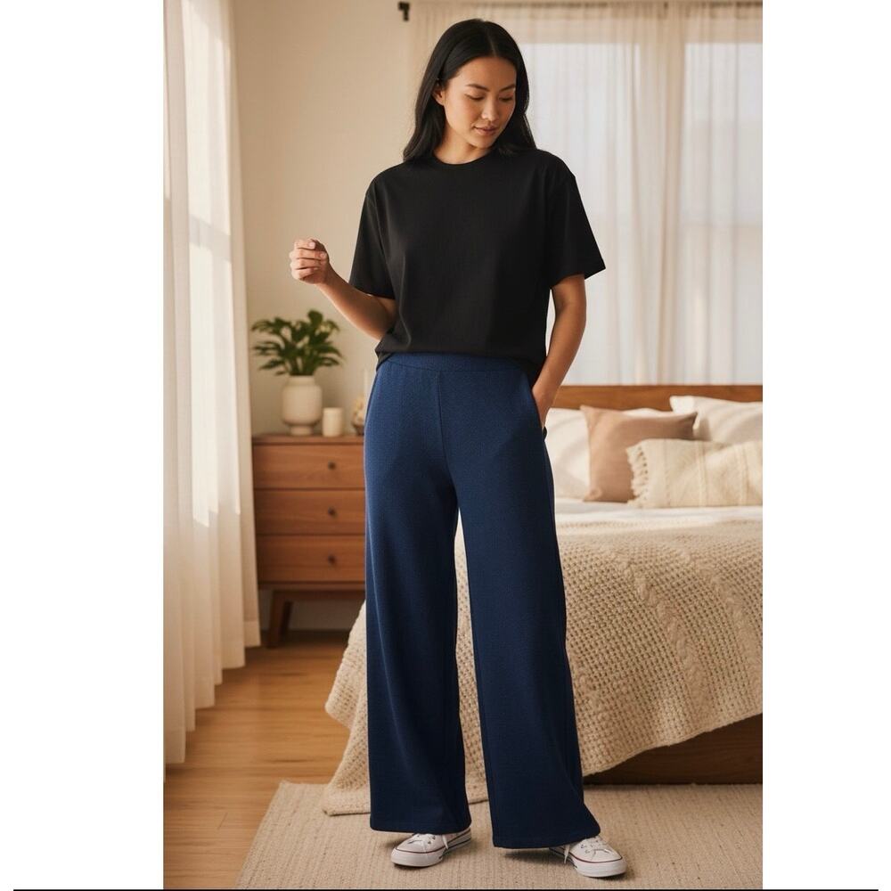 Noname Wide Leg High Waisted Cashmere Pants Royal Blue S